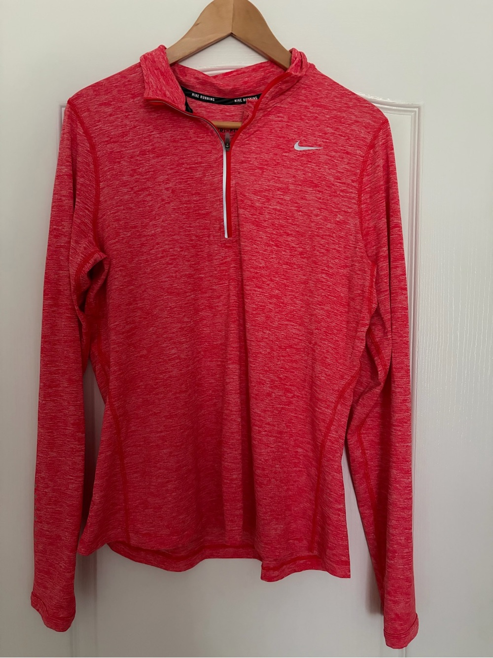 Nike Bright Coral Heather Long Sleeve Athletic Dri-FIT Running Top